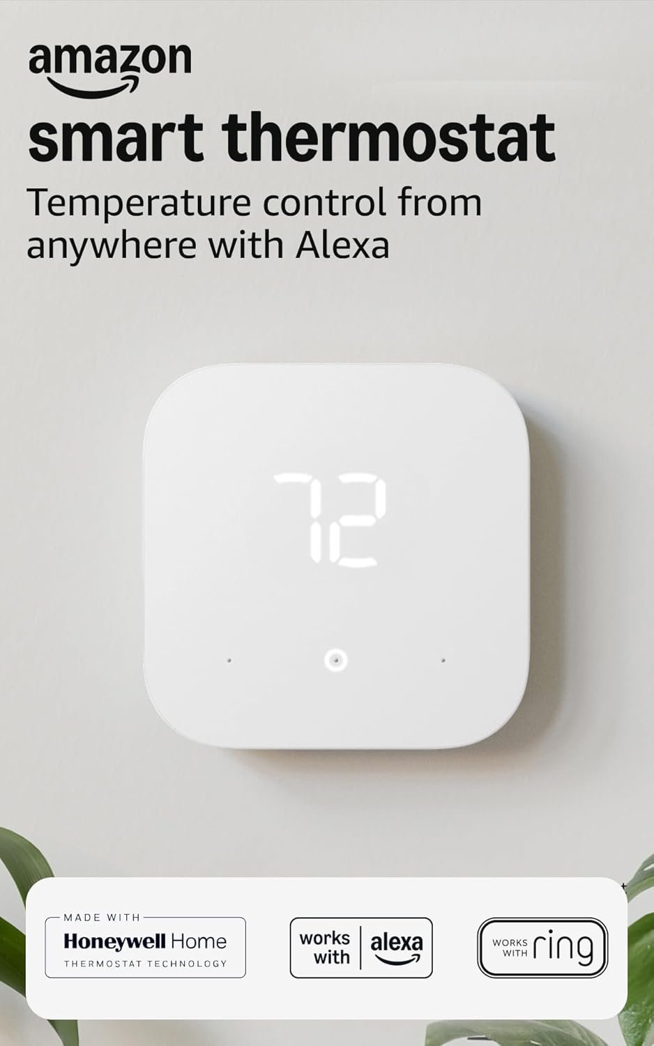Amazon Smart Thermostat – Save money and energy – Works with Alexa and Ring – C-wire required (Pack of 2)