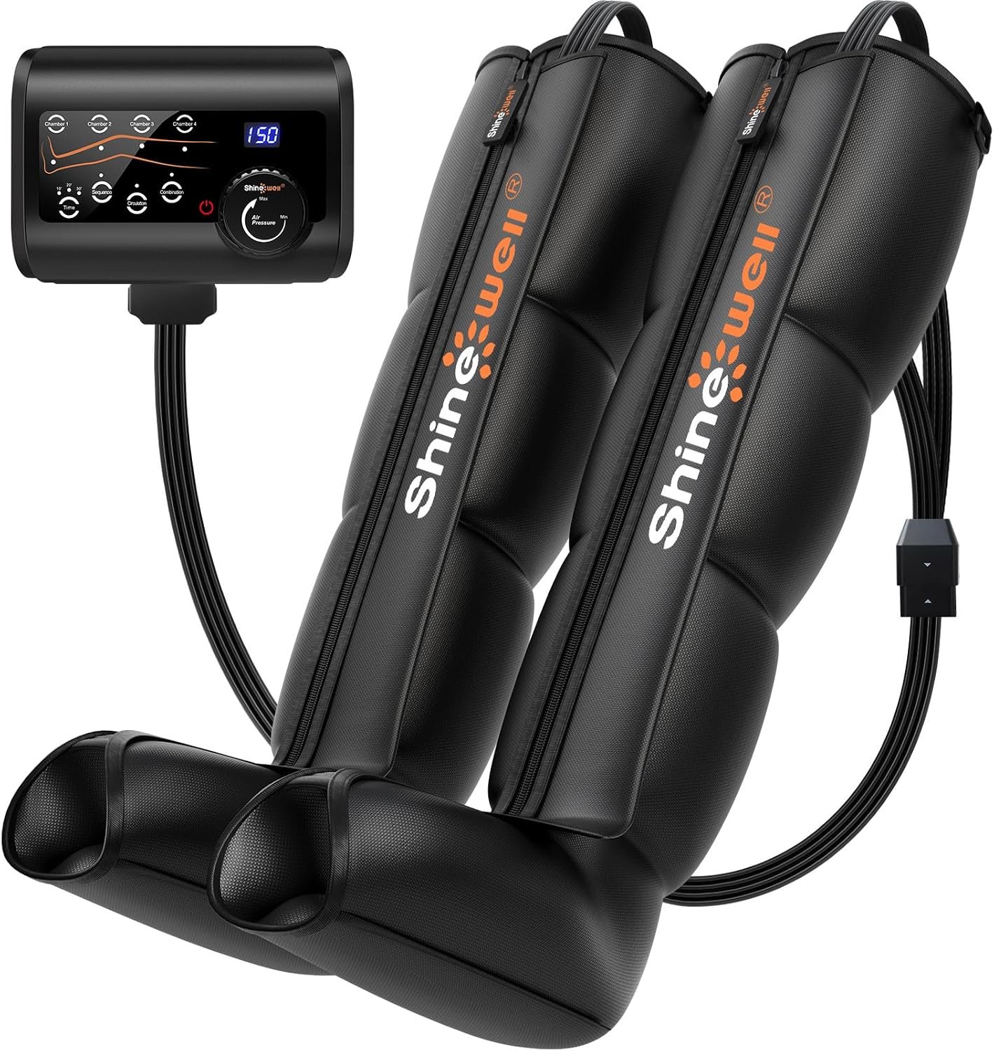 SHINE WELL Leg Recovery Compression System, Professional Foot and Leg Air Compression Boots, Sequential Device for Massage Therapy, Fast Recovery & Improved Circulation for Athletes & Gym (Small)
