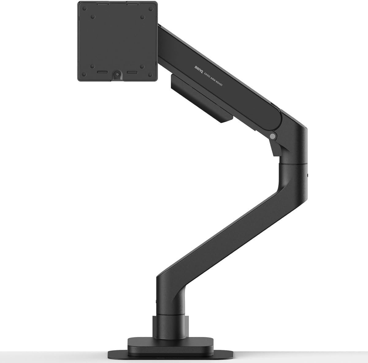 BenQ BSH01 Ergo Monitor Arm -Gas Spring Monitor Stand for Up to 45” & 44lbs Screens, Heavy Duty, Quick Installation, No Sagging, Top Clamp and Grommet Base, Reinforcement Plate, VESA 75×75 &100x100mm
