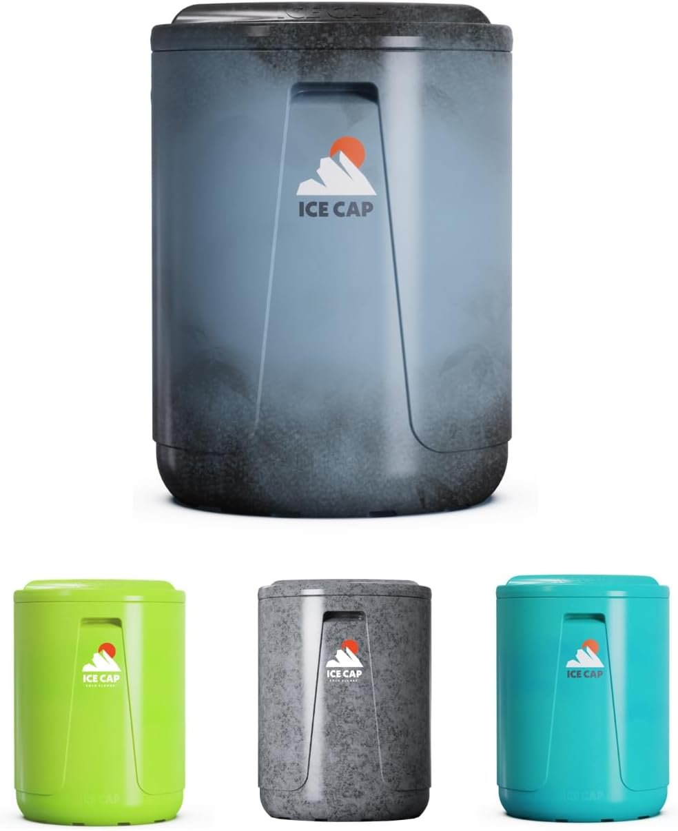 Ice Cap Cold Plunge Tub – Vertical Ice Bath for Athletes, Cold Water Therapy & Recovery, Space-Saving Design, Built-in Step & Bench, 3/4″ Chiller & Drainage Ports, Made in USA (Nor’Easter)
