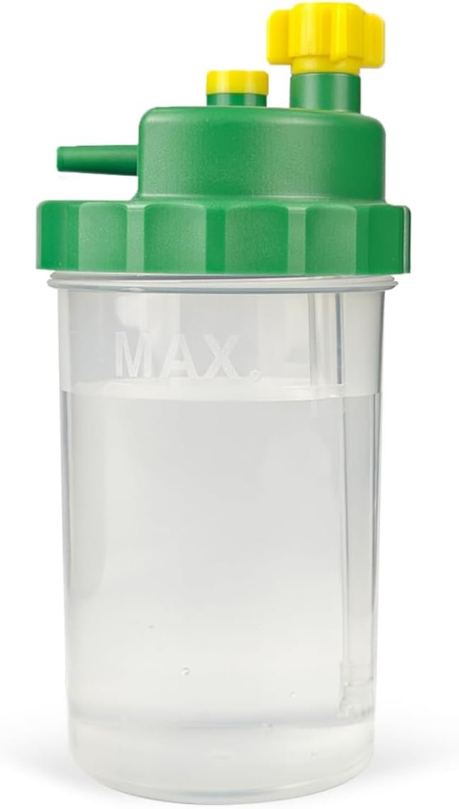 Oxygen Humidifier Bottle for Oxygen Concentrator and Oxygen Cylinder Regulators with DISS Outlet, Lightweight PP Material Oxygen Concentrator Humidifier Bottle, 0-15LPM