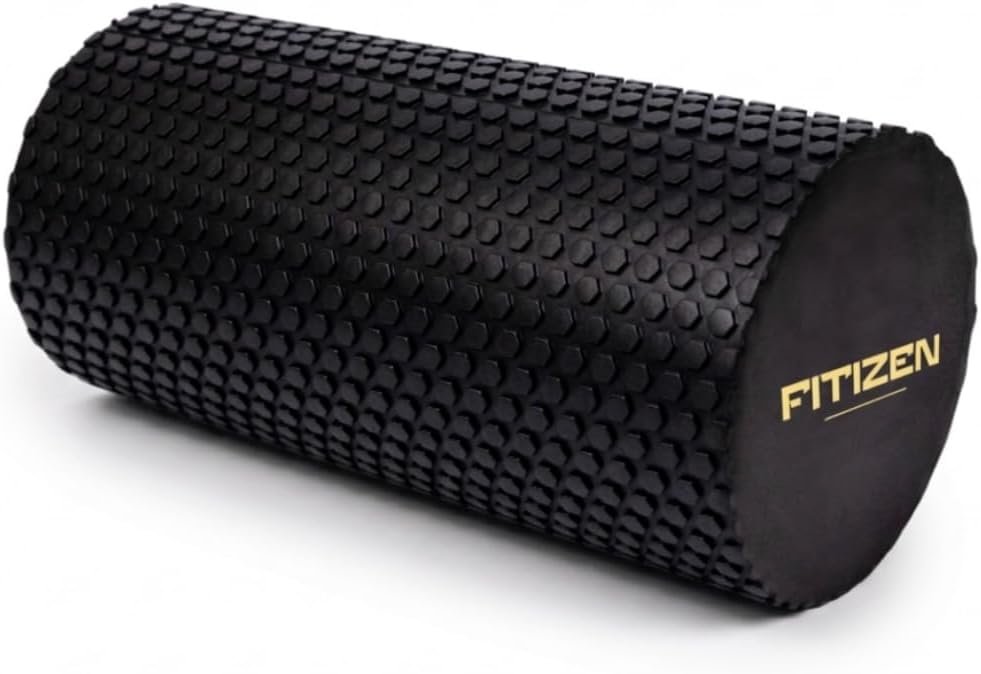 Foam Roller for Muscle Massage, Stiff Back Pain Relief, Physical Therapy, Deep Tissue, Exercise Equipment for Home Gym, Stress, Yoga, Pilates for the Fit Citizen (Black, Small 12 x 6 Inches)