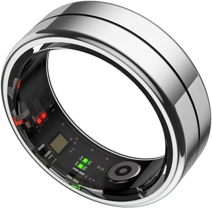 Smart Ring for Women and Men 24/7 Activities/Fitness Tracker & Health Monitor (Heart Rate/ Blood Oxygen/HRV/Stress/Sleep Tracking) IPX8 Waterproof Long Battery Life (No Subscription Fee)(Silver, 11#)