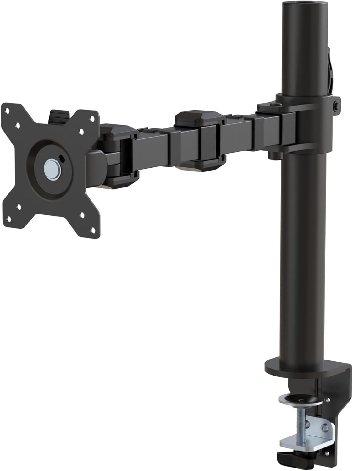 Amazon Basics Single Computer Monitor Stand with Cable Management, Height Adjustable VESA Desk Arm Mount, Fully Adjustable Tilt and Rotation, Steel, Black, Fits 13-30″ Screens
