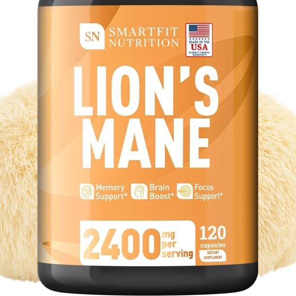 Lions Mane Supplement Capsules – Mushroom Supplement – Focus Factor – Immune Support – Brain Supplements for Memory and Focus – Made in USA – 120 Capsules