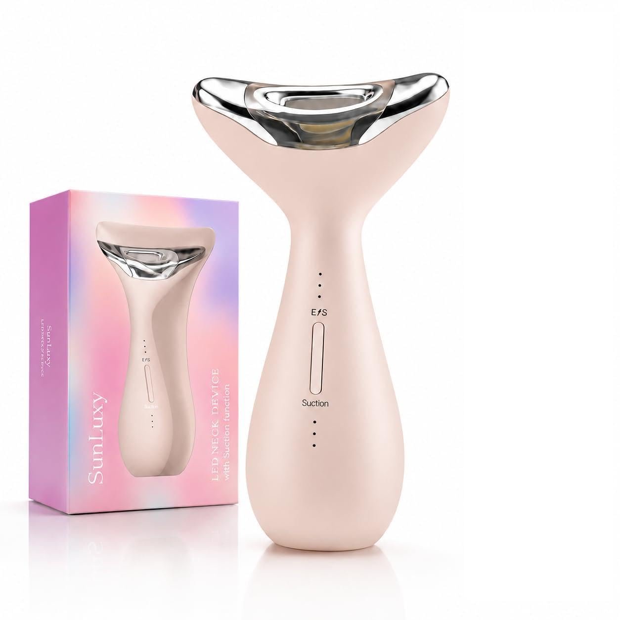 Rechargeable Facial Massager, 5-IN-1 Red Light Therapy for Face and Neck Beauty Device with 3 Color Mode Suction Vibration Heated and Adjustable Intensity for Daily Skin Care& Neck Firming