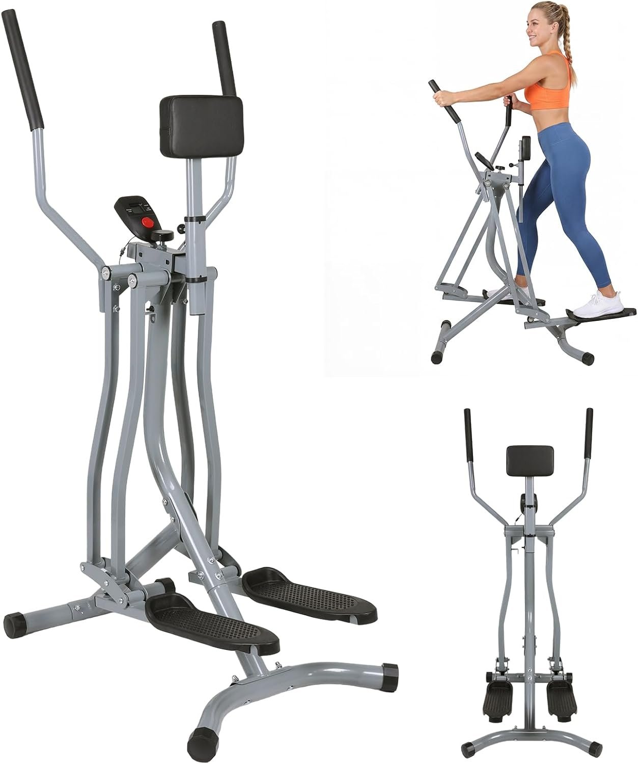 Foldable Air Walk Elliptical,Air Walker Exercise Machine w/LCD Monitor,Elliptical Machine for Home,Long Stride Full-Body Cardio Cross Trainer Glide Exercise for Home Office