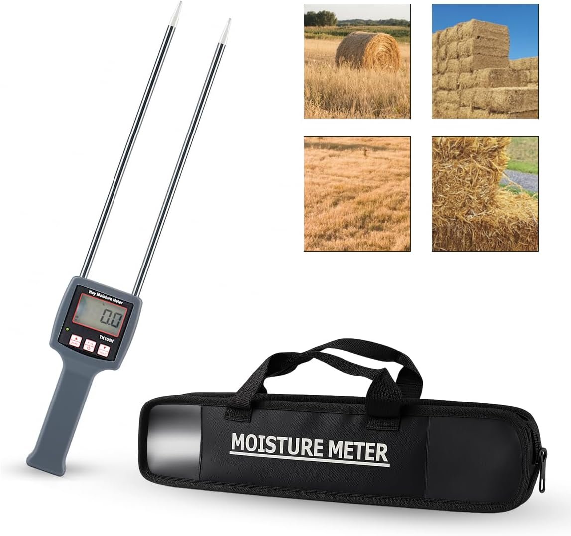 TK100H Portable Hay Moisture Meter with Probe, Accurate and Fast Tester for Forage Grass, Alfalfa, Cereal Straw, and Hay Bales to Monitor Hydration Levels