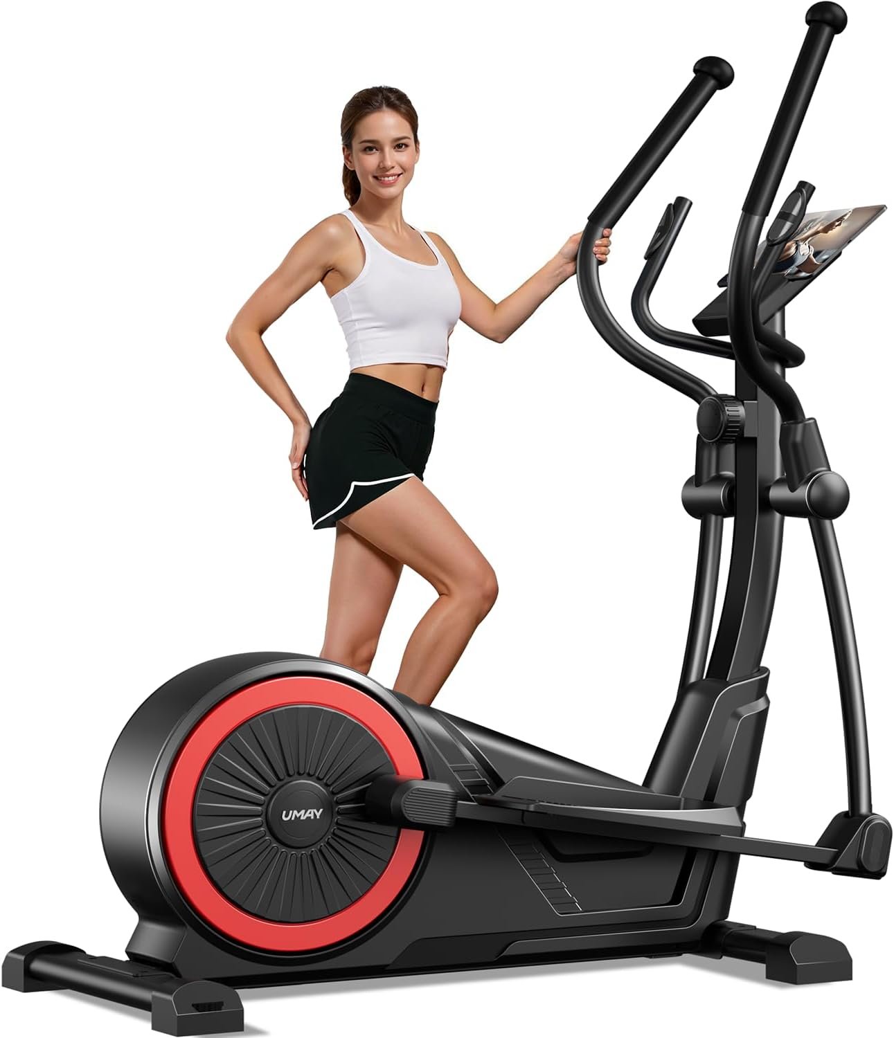 Elliptical Exercise Machine with 15.5″ Stride & Heart Rate Grips,Ultra Silent Magnetic Elliptical Machine for Home with 16 Levels Resistance and LCD Monitor,400 LBS Weight Capacity