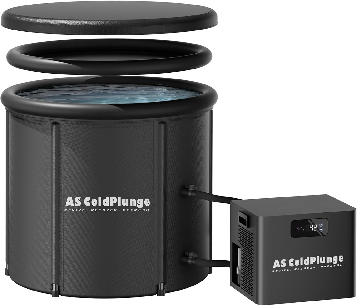 AS ColdPlunge Ice Bath Chiller & Cold Plunge Tub Kit, 1/3HP Cold Plunge Chiller with Built-in Pump & Filter, XL 100 Gal Ice Pod, Cold Plunge Tub with Water Chiller for Cold Therapy Recovery
