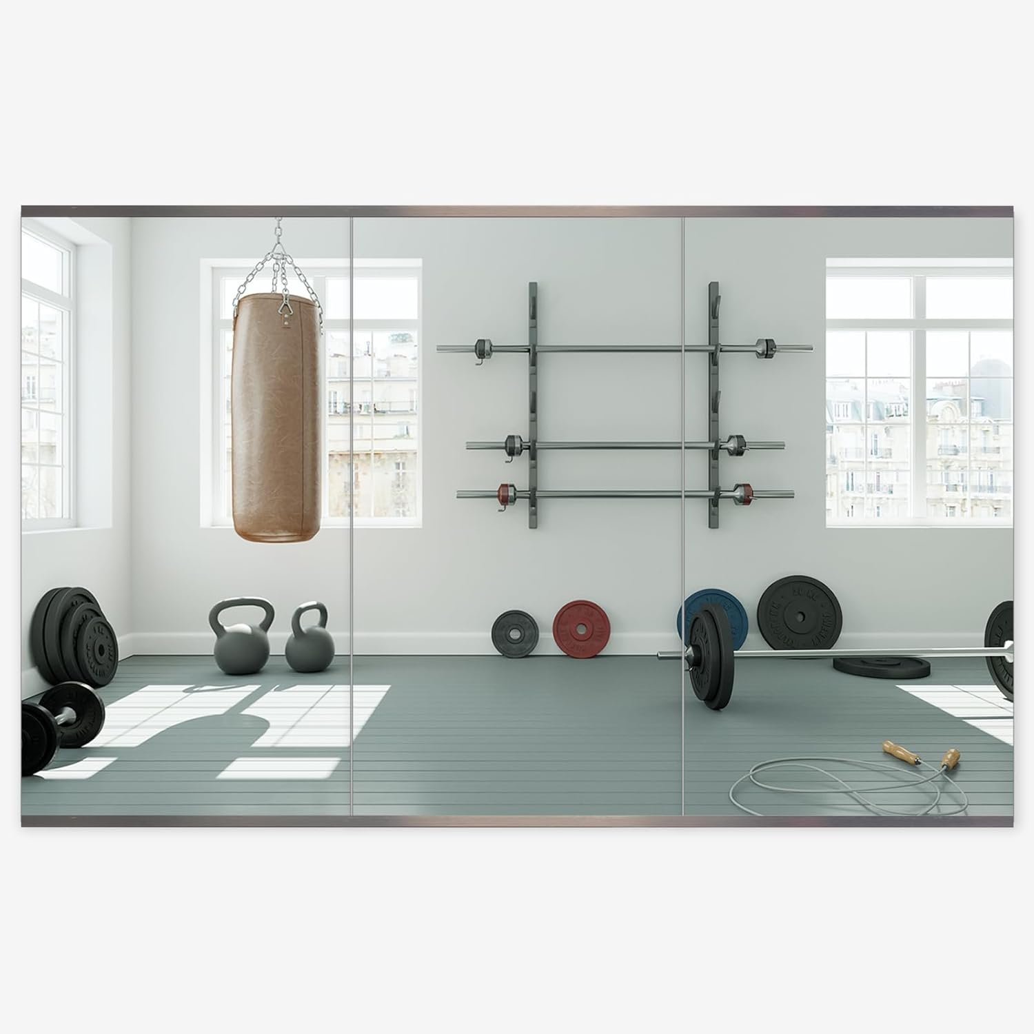 Honyee Home Gym Mirror, 48″ x 24″ x 3PCS, Wall Mounted Frameless Mirror with Polished Edge, Tempered Glass Mirror, Large Workout Mirror for Home Gym/Yoga Room/Dancing Room and More (48″ x 24″, 3PCS)
