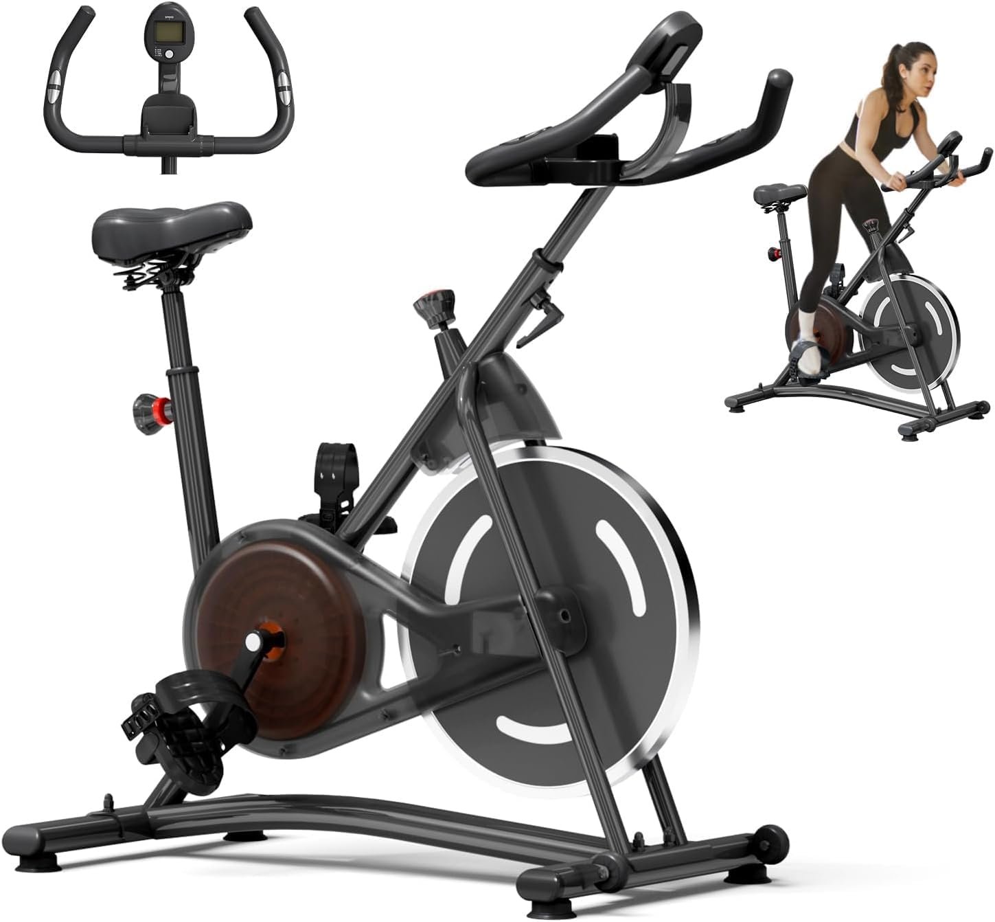 Exercise Bike, Stationary Bikes for Home, Compact Indoor Cycling Bike | with Tablet Mount, with Exclusive Heart Rate Sensor and APP Sync, with Continuously Variable Resistance