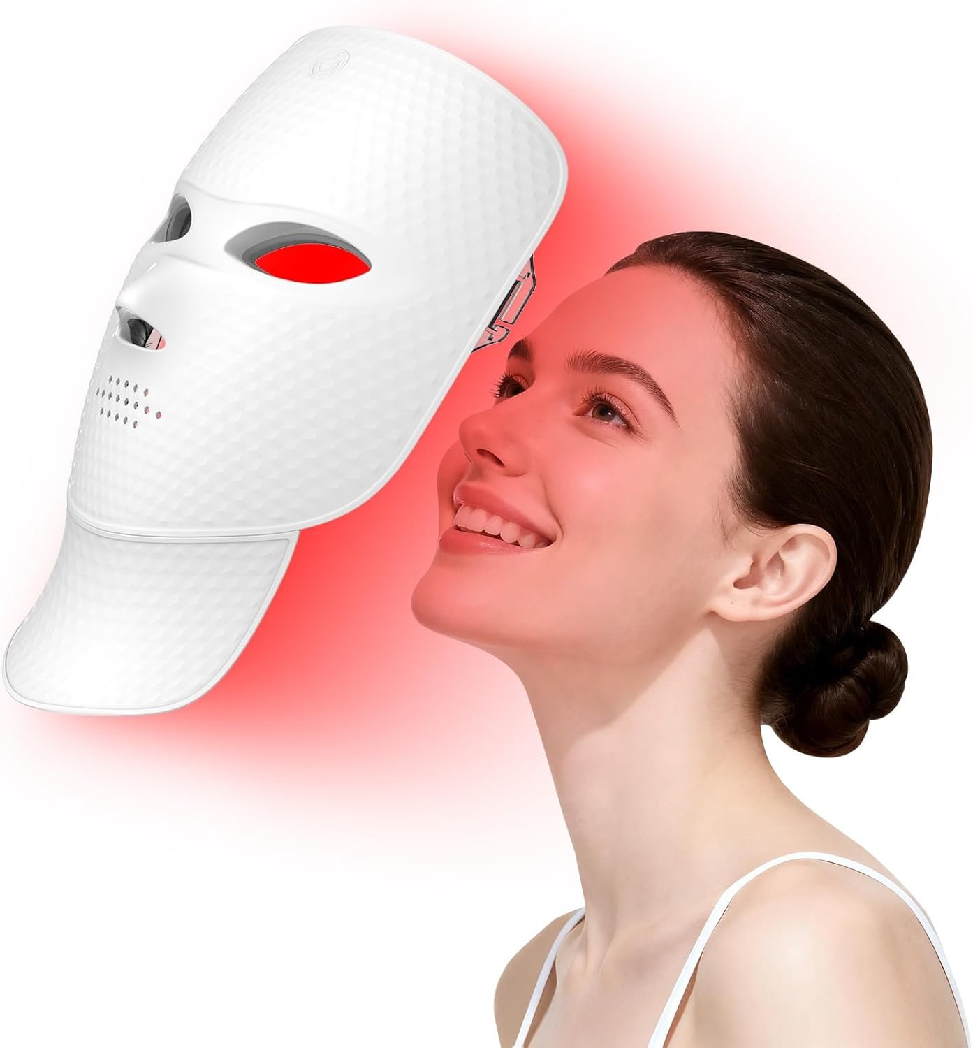 Upgraded LED Face Mask Light Therapy – Gen 2 Ultra-Lightweight Face & Neck Red Light Therapy Device – Detachable Neck Piece & 7 Color Photon Skin Care Shield – Wireless & Portable Home Spa