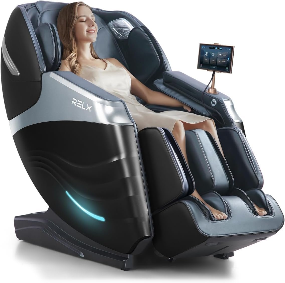 RELX Massage Chair Full Body, 20 Modes Zero Gravity SL-Track Shiatsu Massage Chair Built-in Heat System, Airbag Massage with Body Scan, Deep Yoga Stretch, Calfrest Extension and AI Control(Black)