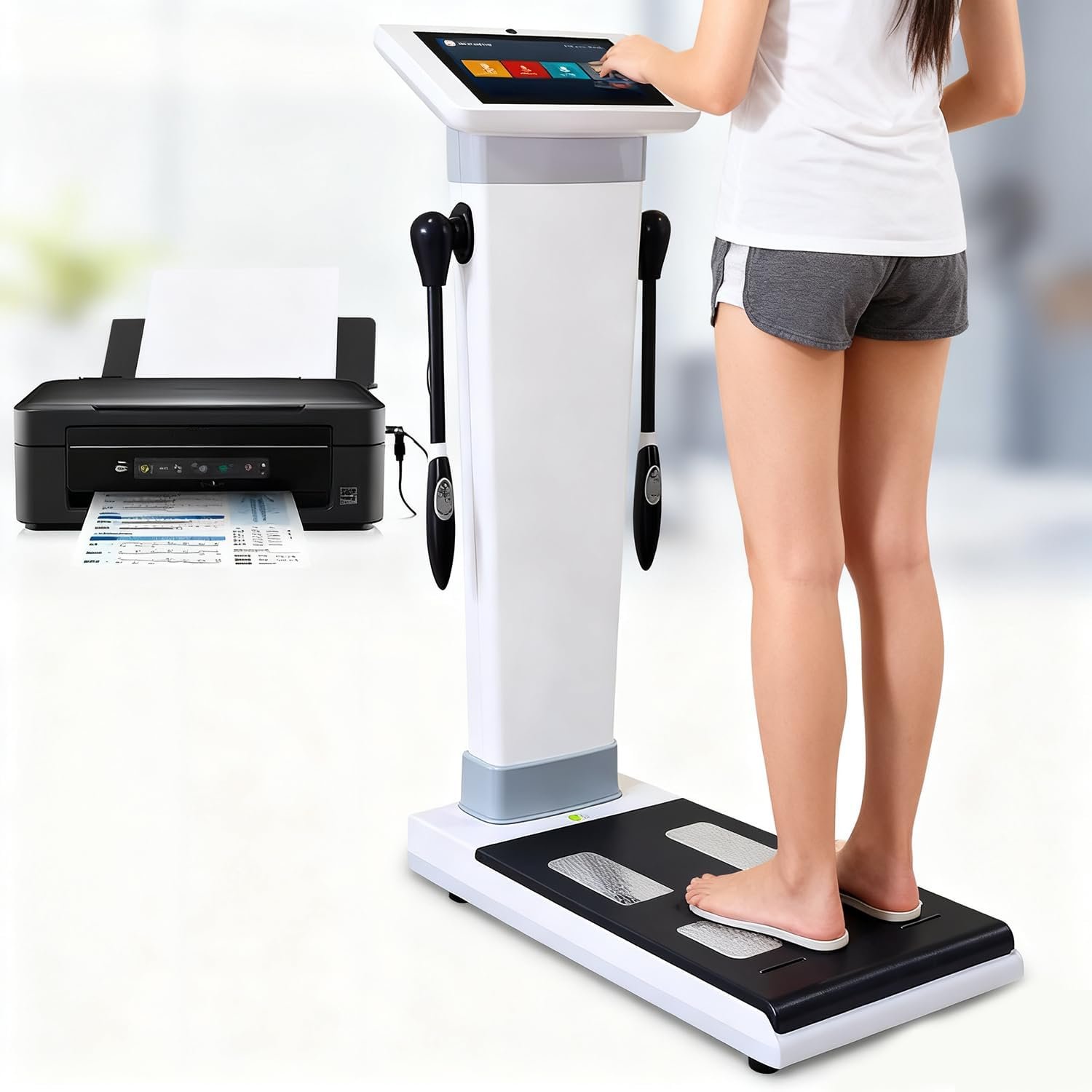 Body Fat Analyzer with Printer & HD Touch Display – Professional Body Composition Scale with BIA Technology,for Weight,Height,BMI and Health Assessment