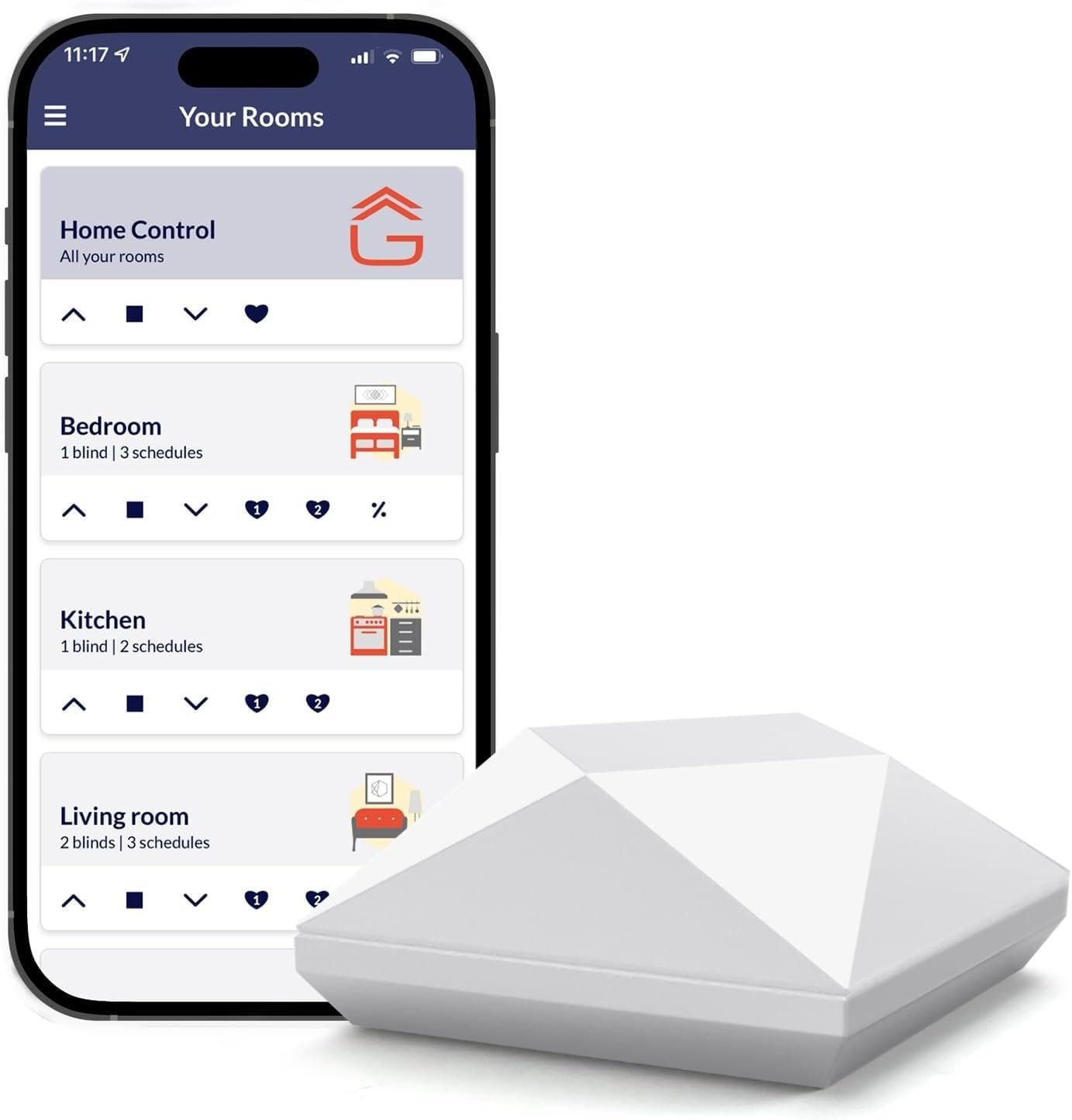 Go Smart Bridge Home Automation Hub for Motorized Blinds Compatible with Alexa, Google Home, IFTTT, Control4, Siri; Remote, App & Voice Control