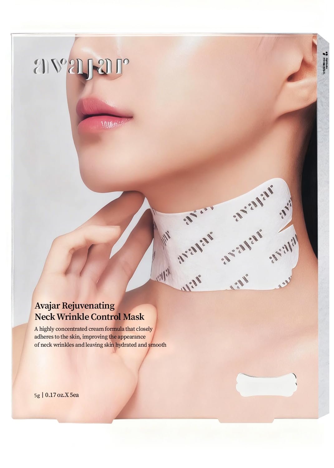 Avajar Collagen Neck Mask, PDRN Neck Firming, Tightening & Lift Mask Neck Wrinkle Patches with Niacinamide, Ceramide & Hyaluronic Acid, 5-Pack