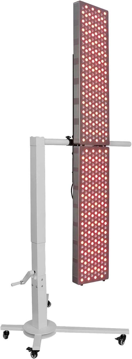 Red Light Therapy Stand, Horizontal&Vertical Infrared Light Therapy Panel Stand, Mobile Stand for Red Light Therapy Panel at Home, Wheel Locks, Adjustable Height (White)