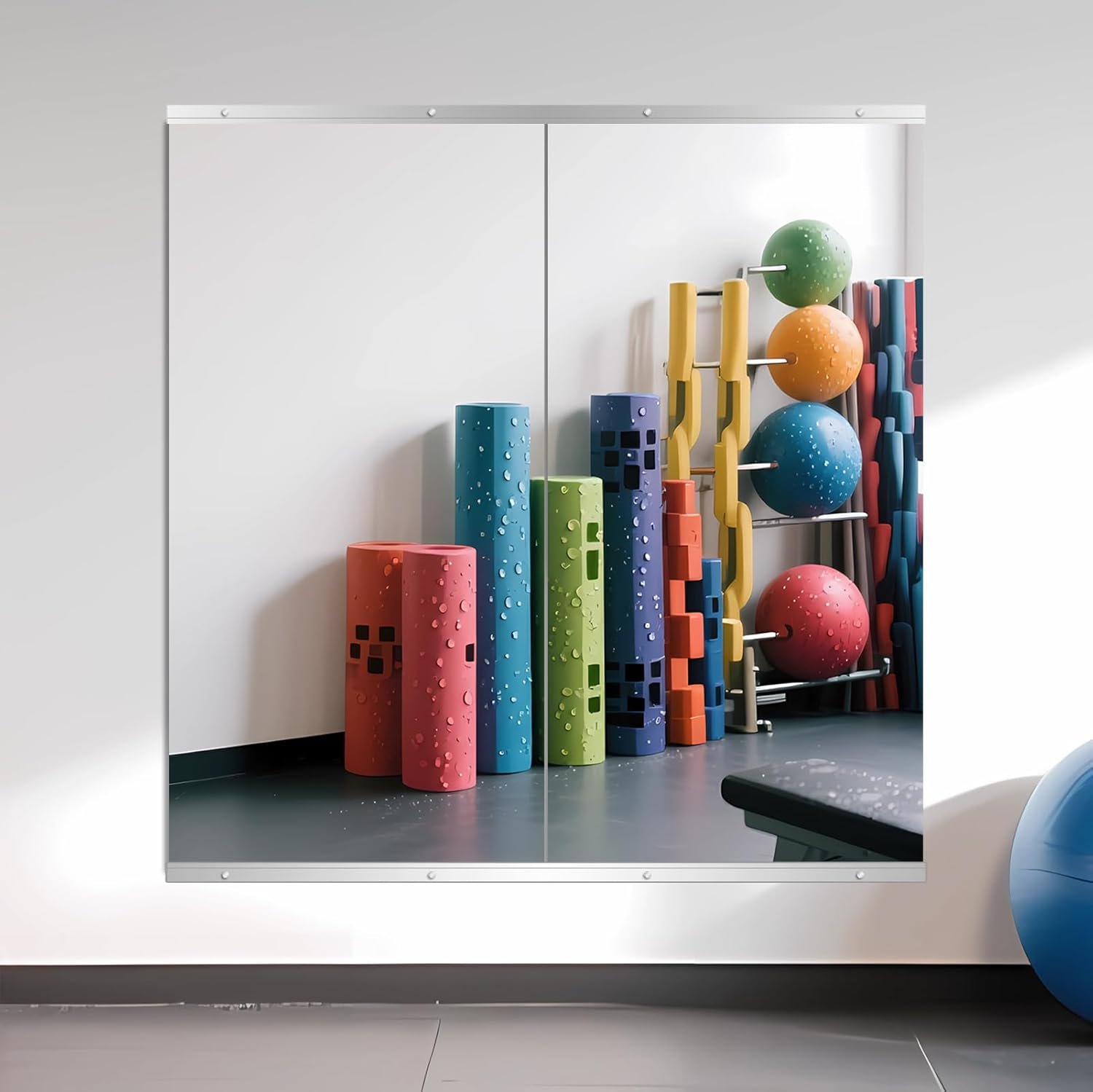 Ruomeng Home Gym Mirror, 48”x24”x2PCS Full Length, Large Frameless Body Mirror Tempered Glass for Gym, Workout, Yoga, Garage, Dance Studio