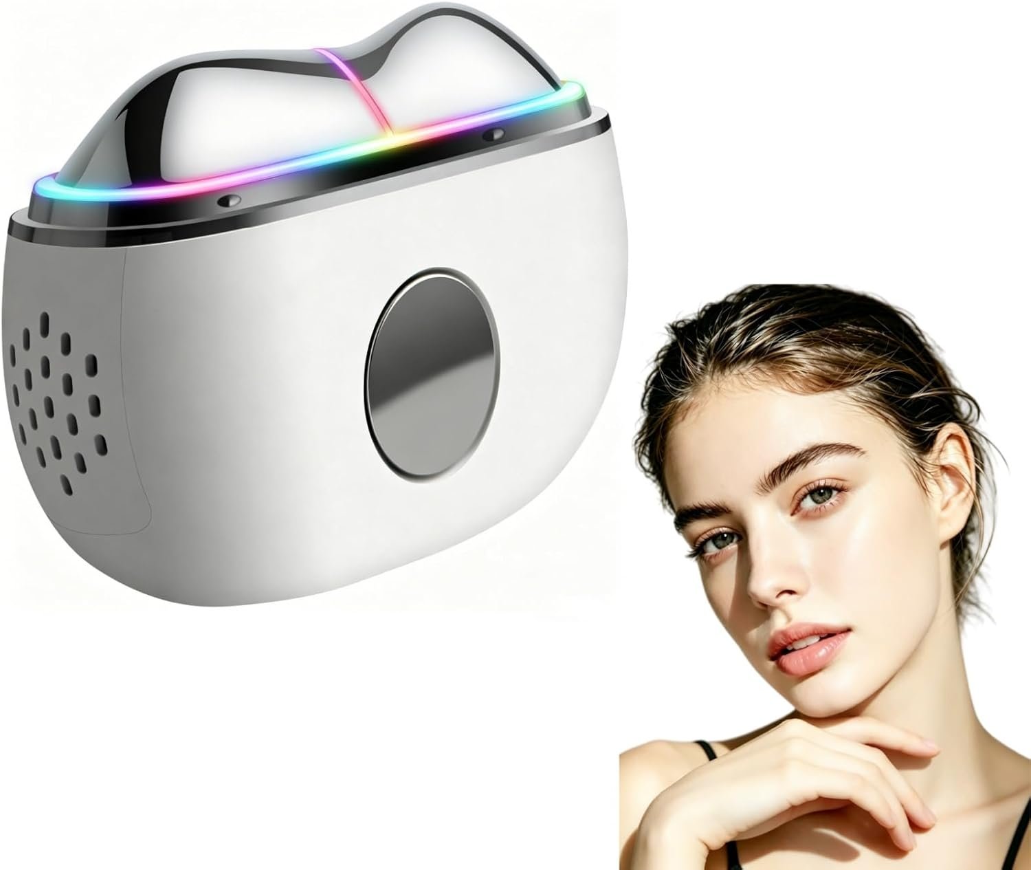 7-in-1 Red Light Facial Massager, Electric Gua Sha 7 Color LED Light Therapy for Face, Hot & Cold Facial Scraping Tool with Vibration, Pulse, Heated Lifting, Ice Roller
