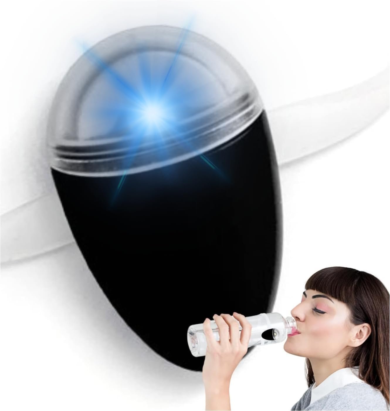 ULLA Smart Light for Water Bottle, Small Hydrate Reminder, Fits Most Water Bottles, Lights Up When Time to Drink, Hydration Intake Planner, Home & Office Use, BPA Free – Black