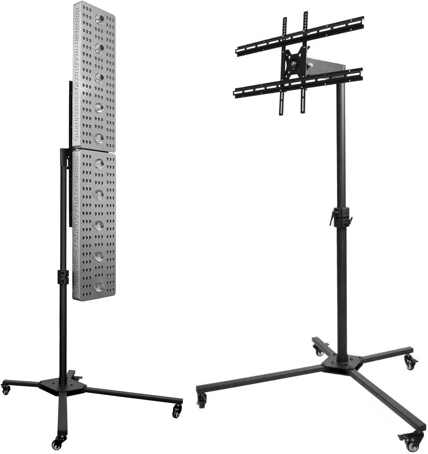 Red Light Therapy Stand, Horizontal&Vertical Infrared Light Therapy Panel Stand, Mobile Stand for Red Light Therapy Panel at Home, Wheel Locks, Adjustable Height (Black)