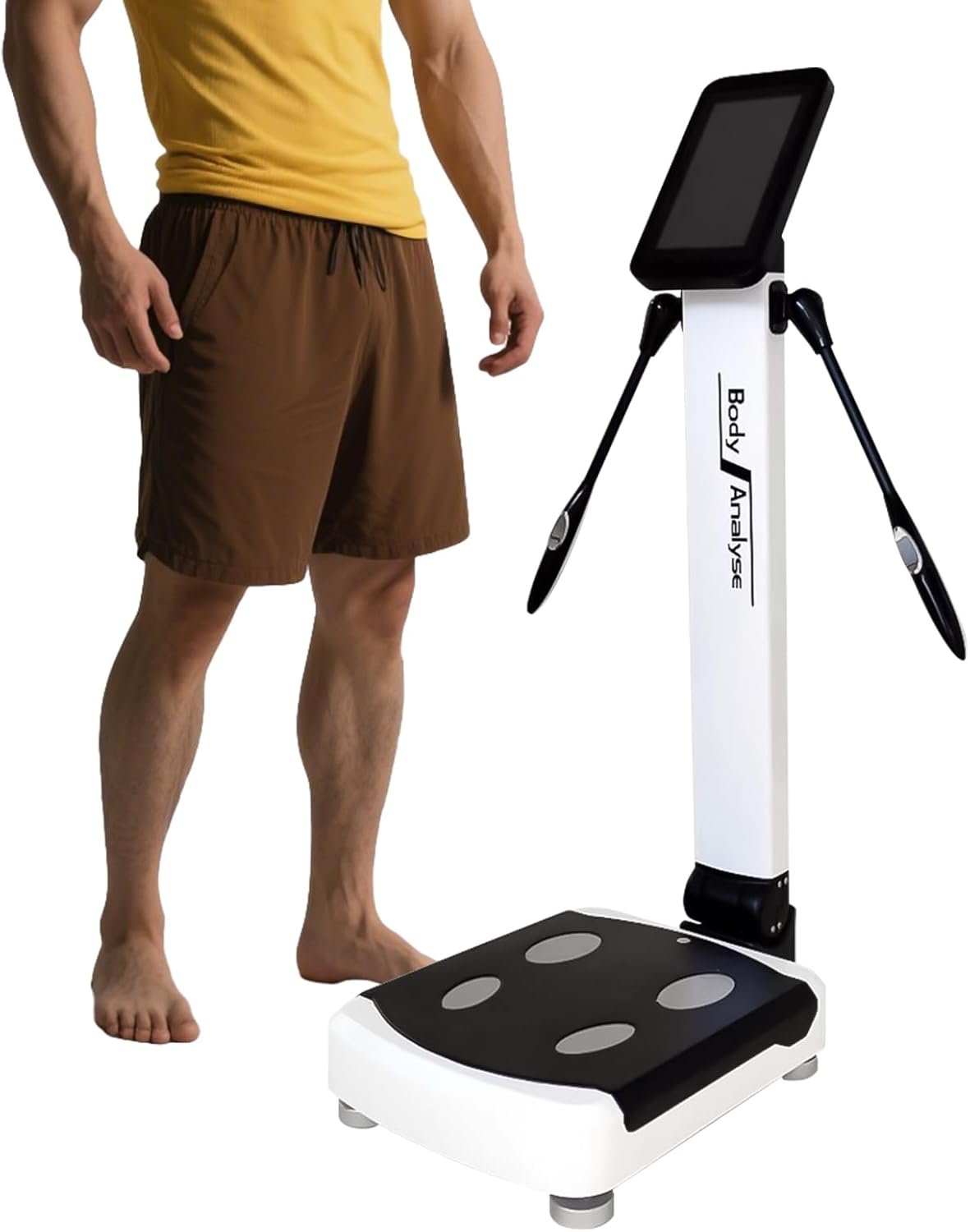 Body Fat Analyzer, 32 Body Composition Metrics, 10.1-inch HD Touch Screen Body Composition Scale, Dual Hand & Foot Electrode Body Fat Measurement Device, Inch/Pound US Units for Home Gym Beauty Salon | Dual Hand & Foot Electrode Body Fat Measurement Device