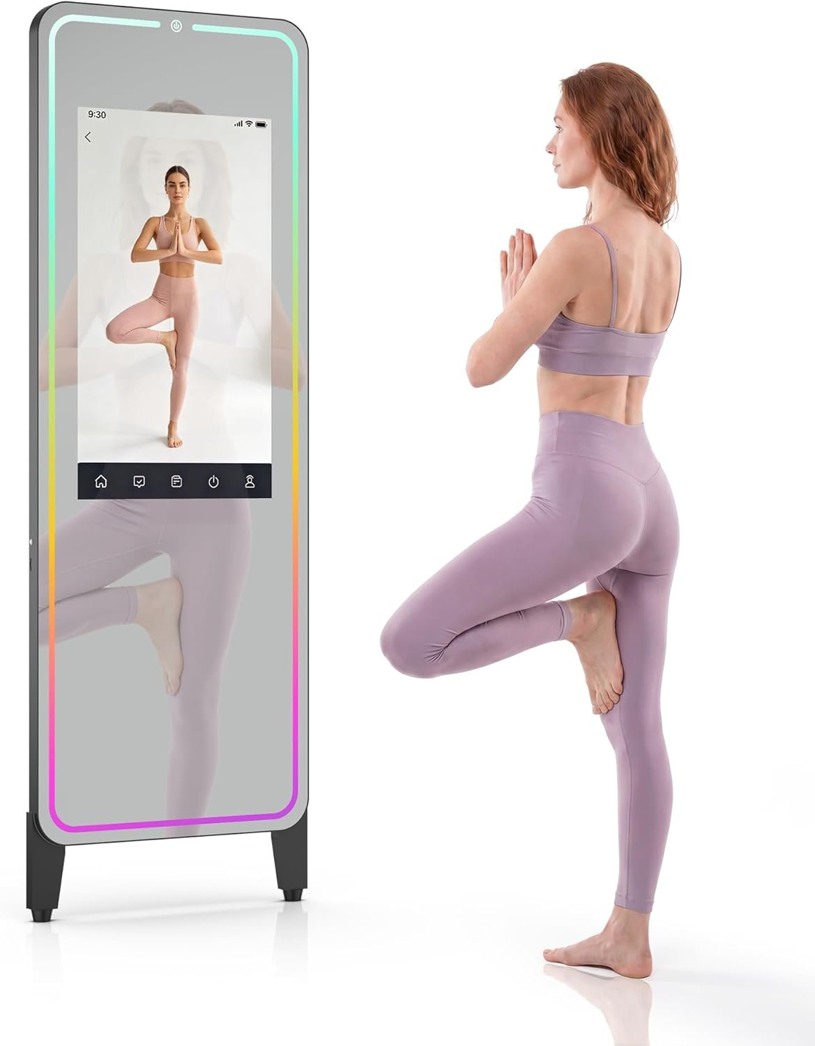 HARZHI Smart Fitness Mirror with 32” HD Touchscreen, 65” Full-Length Mirror, Android OS, Voice Control, for Home Gym, Yoga, Dance and Training