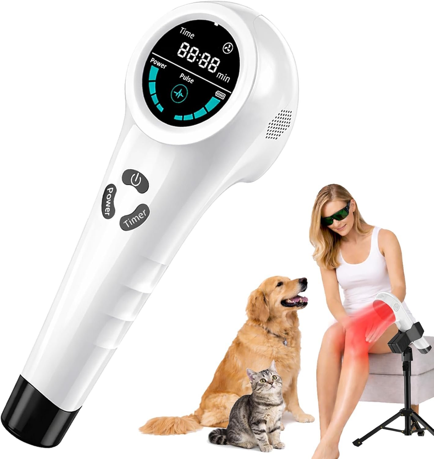 Cold Laser Therapy Device for Humans & Pets – 650nm Red & 808nm Near Infrared Light Therapy Wand, Handheld LLLT for Joint Pain Relief, Muscle Recovery, Knee & Back, Portable Device for Dogs & Cats