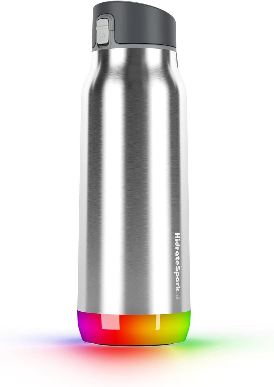 Hidrate Spark PRO Smart Water Bottle – Tracks Water Intake & Glows to Remind You to Stay Hydrated, Chug & Straw lid, 32oz, Brushed