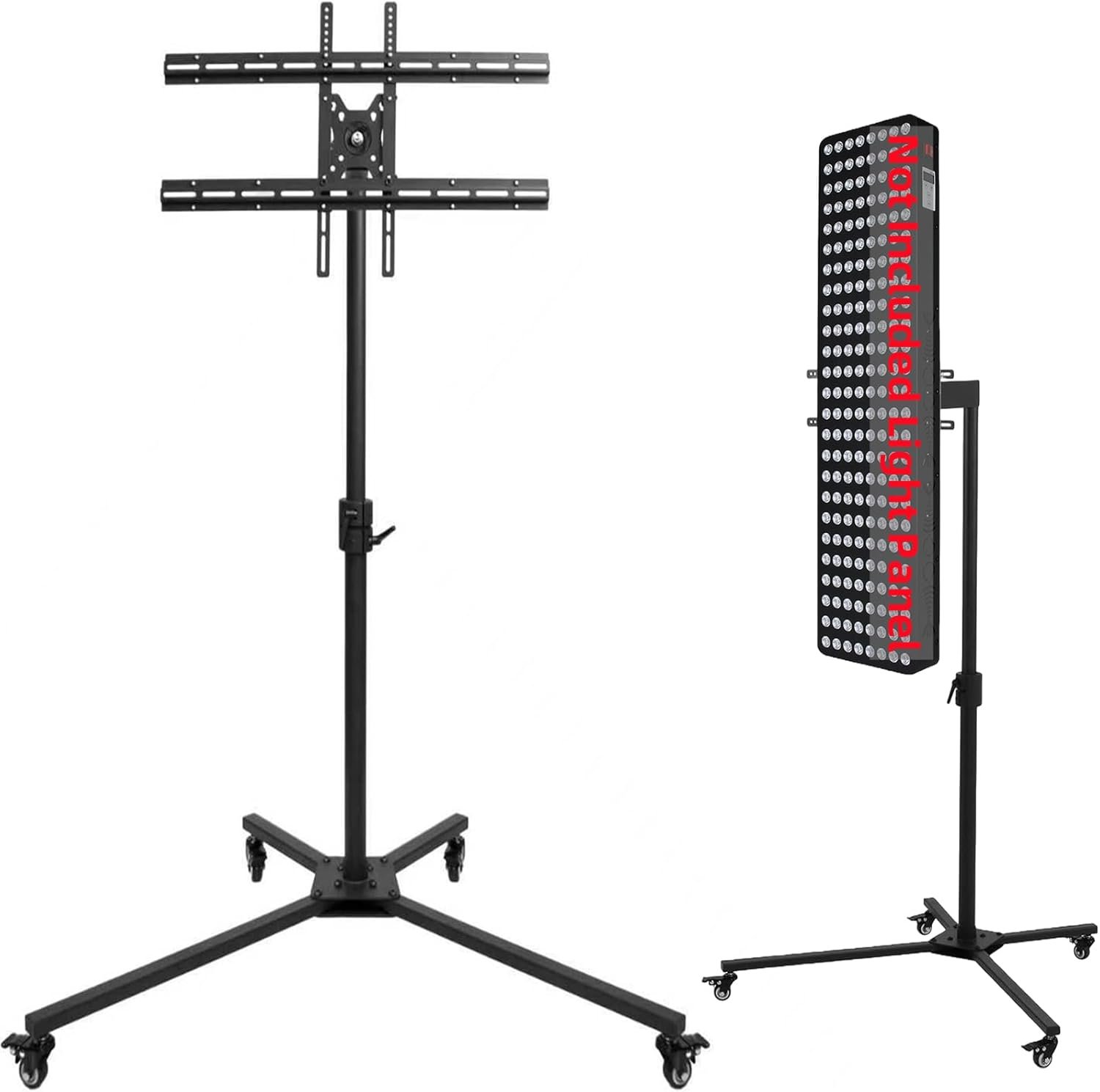 Red Light Therapy Stand, Universal Red Light Panel Stand Horizontal & Vertical Infrared Light Panel Mount Bracket Holder, Directions & Angles Height Adjustable & Rotatable Mobile Stand