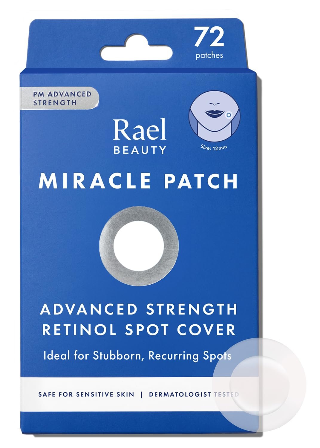 Rael Pimple Patches, Miracle Retinol Spot Cover – Hydrocolloid Acne Pimple Patch for Face, Absorbing Zits & Blemishes, PM Advanced (72 Count)