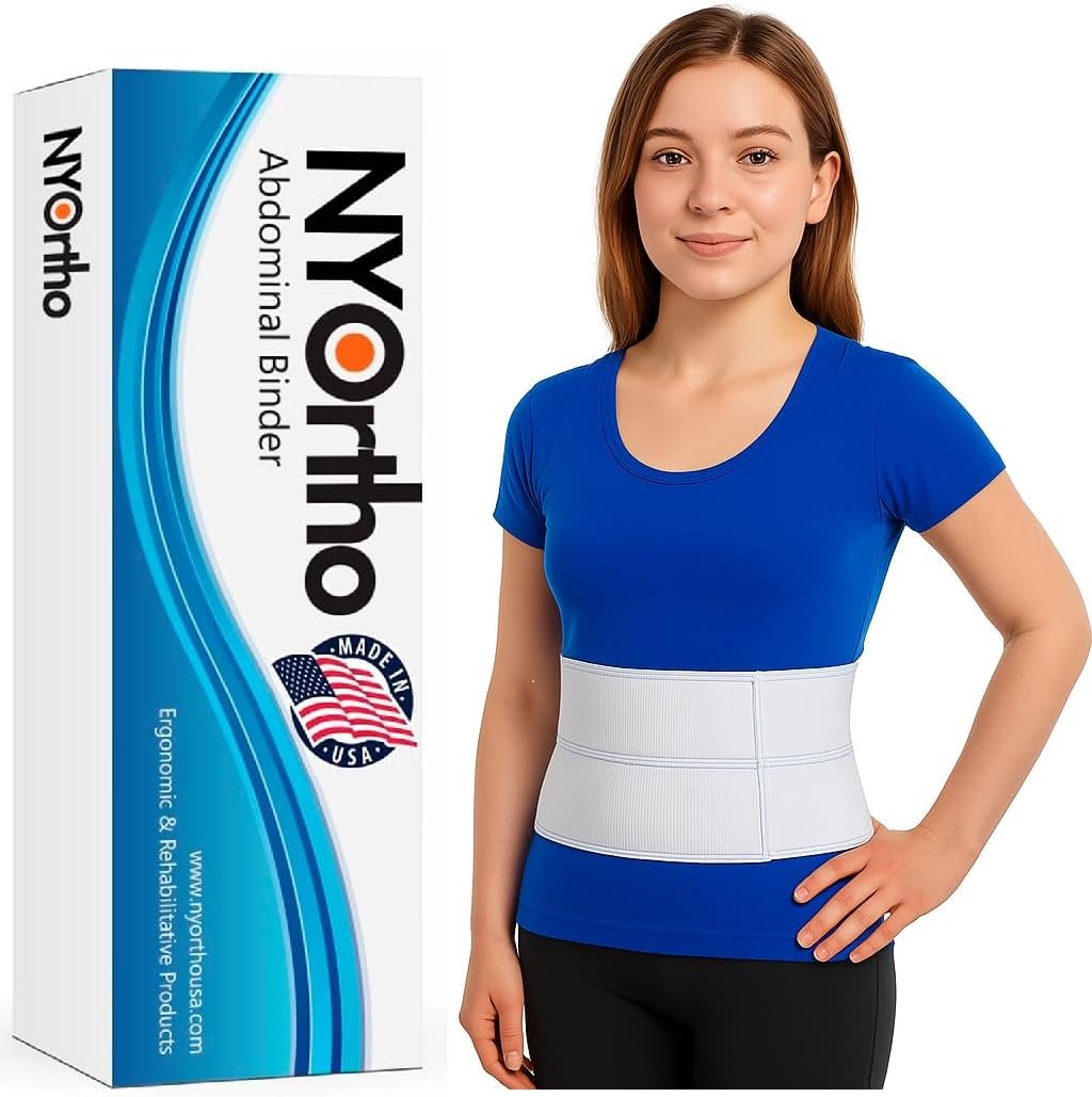 NYOrtho Pediatric Abdominal Binder (Fits 20¨ – 30¨) – 9″ Height, 3 Panel Post-Surgery Compression Wrap for Teens, Support Belt for Hernia, Muscle Strain, Back Pain, Recovery, Latex-Free – Made in USA