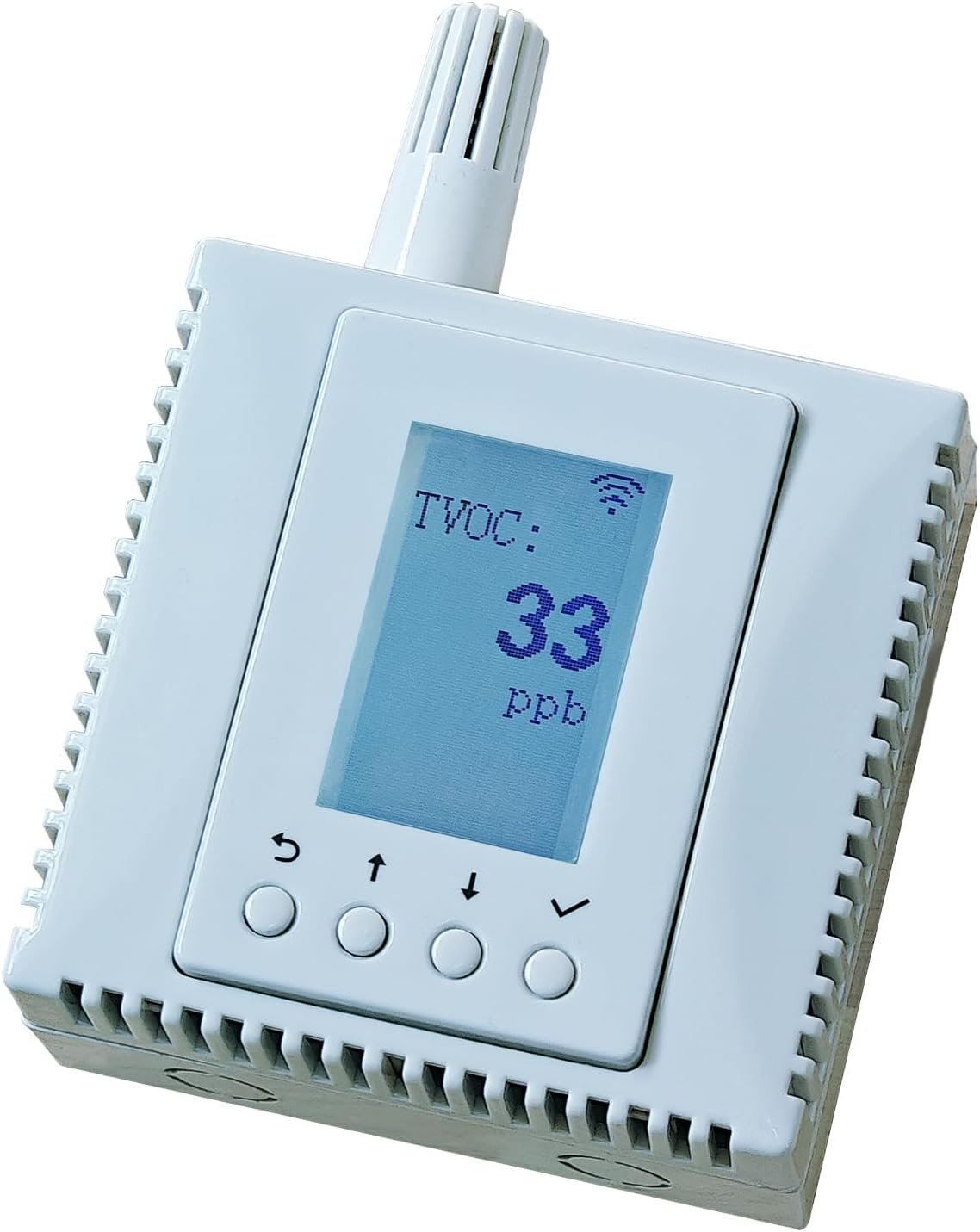 WiFi Indoor Air Quality Monitor, 4-in-1 Temperature Humidity CO2 TVOC Sensor, AWS/Azure/Tuya IoT, LCD Display, Protocol: MQTT, BACnet, SNMP, Modbus TCP, Home Assistant Ready, Email/IFTTT