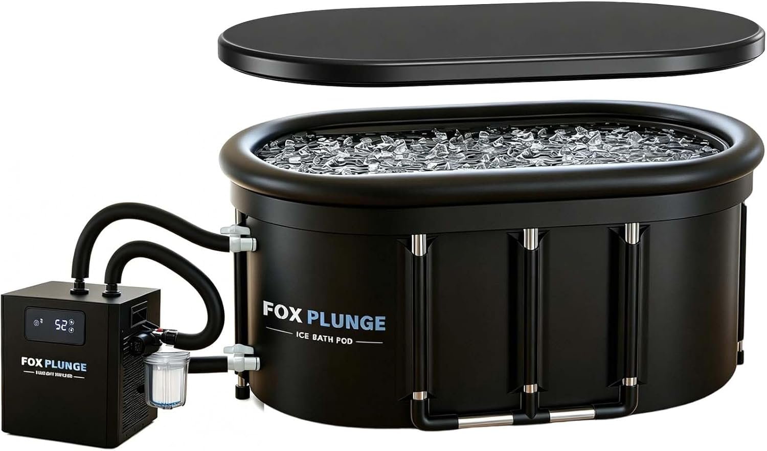 Ice Bath Tub with Chiller, 116Gal Long Ice Pod, 1/3HP Water Chiller with External Pump & Filter, Cold Plunge Chiller & Tub Kit for Home Therapy Recovery Use