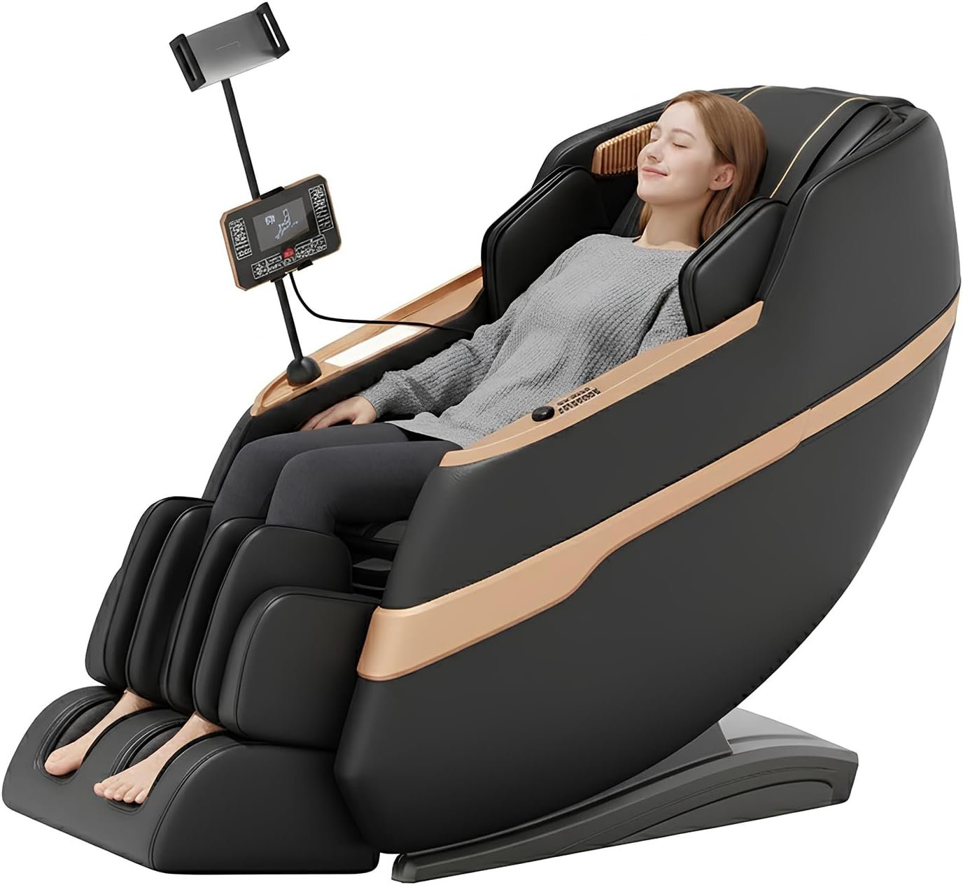Massage Chair Full Body, Zero Gravity Massage Recliner with 12 Fixed Casters, Full Body Airbag Massage, Waist and Leg Heating, Automatic Retractable Footrest, AI Voice Control