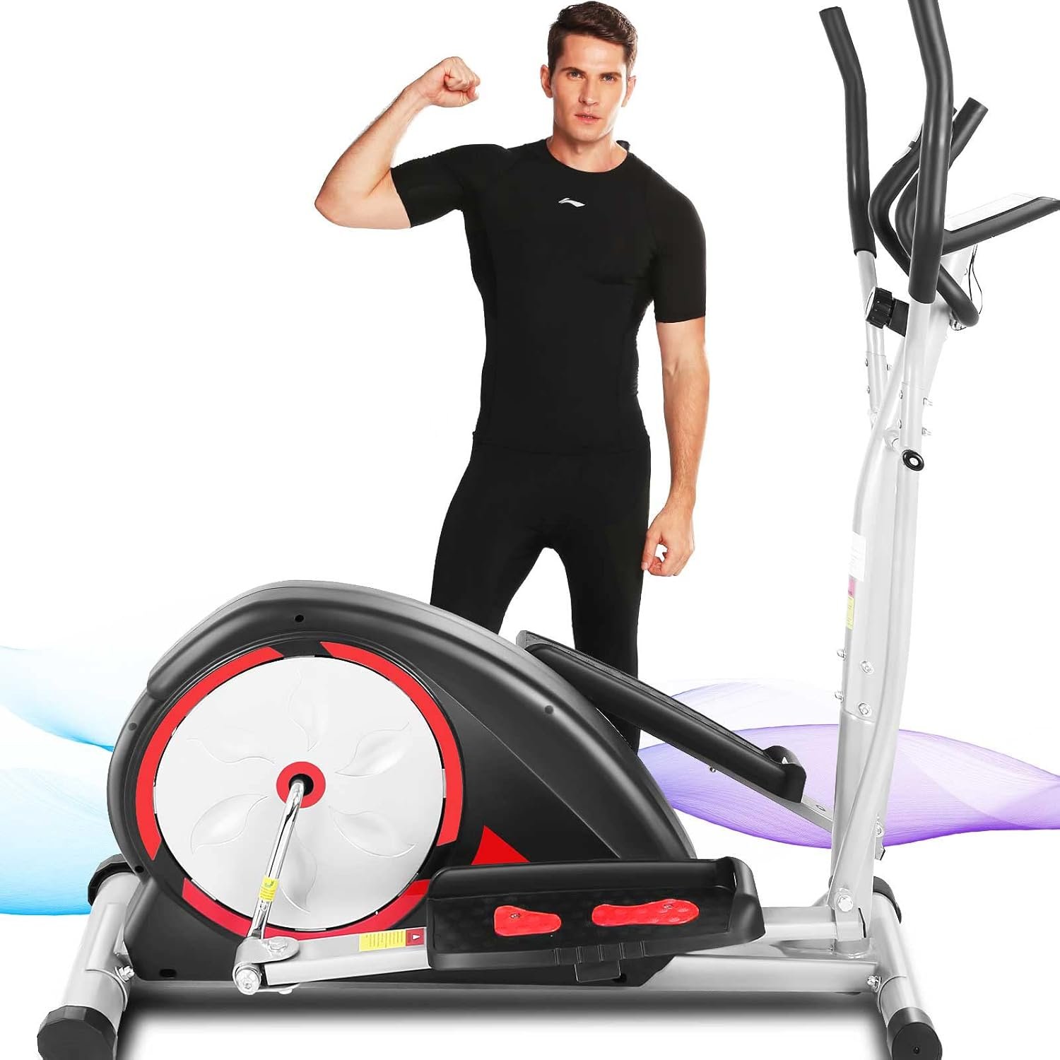 ANCHEER Elliptical Exercise Machine, Elliptical Trainer for Home Gym, Exercise Equipment 500Lbs, Ultra-Silent Elliptical Machine with Pulse Rate Grips & 8 Resistance Levels