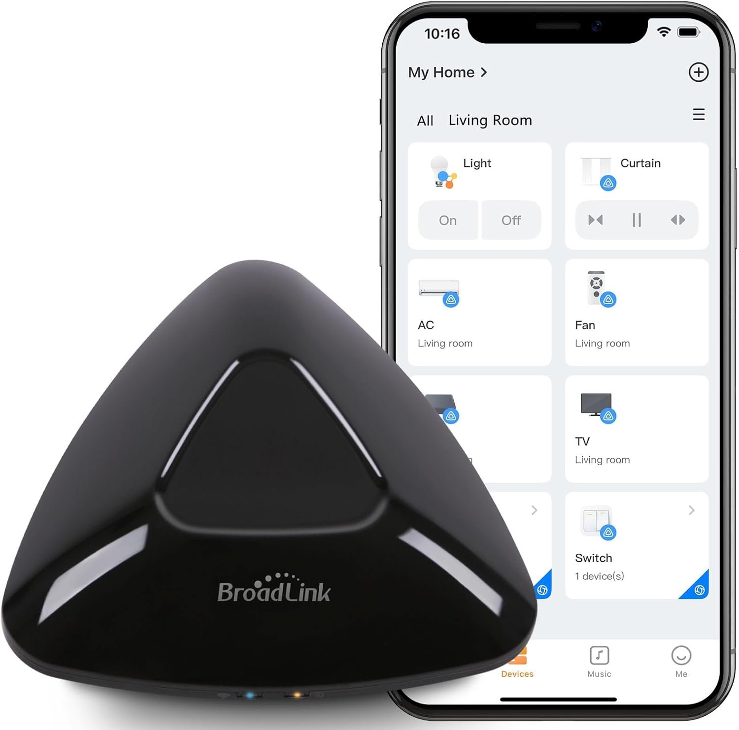 Broadlink RM MAX Smart Home Hub, Wi-Fi & BLE Universal Remote for IR/RF Devices, Compatible with Alexa & Google Home, Easy Setup, RF Hub for TV, AC, Blinds