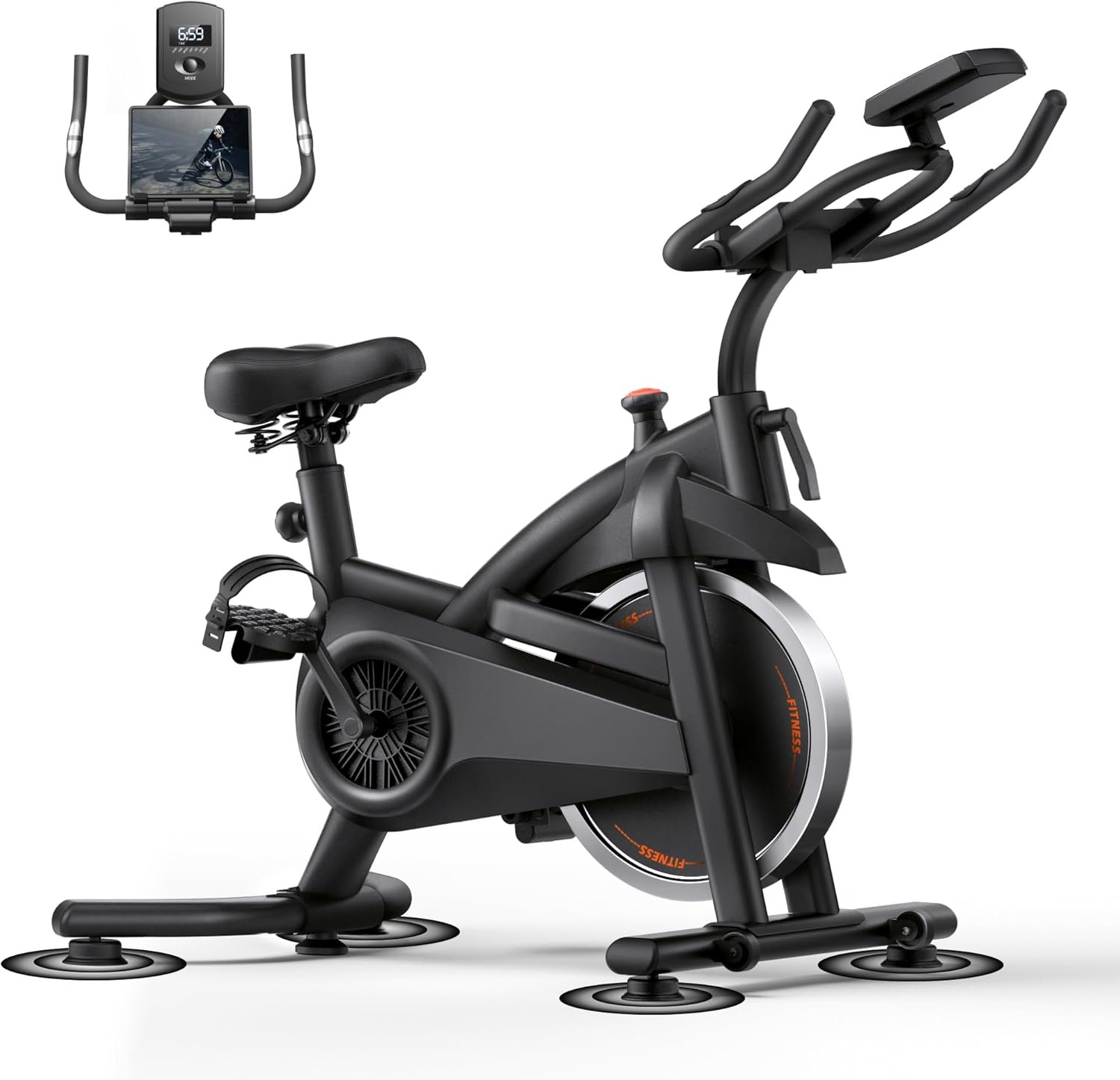 CURSOR FITNESS Professional Home Exercise Bike, Professional Exercise Bike with Heart Rate Measurement and LED Display, Spin Bike with App, Comfortable Seat, Load Capacity up to 300 lbs