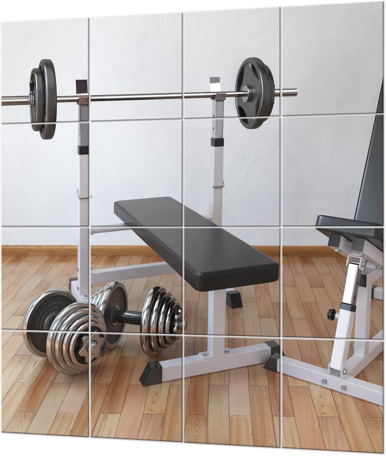 EVENLIVE® Gym Mirrors for Home Gym wall Large, 16PCS Glass Wall Mirror Tiles, 12″ Frameless Mirror Panels, Full Body Mirror Sticker, for Ceiling Candle Tray Wedding Centerpieces for Table,Crafts Set