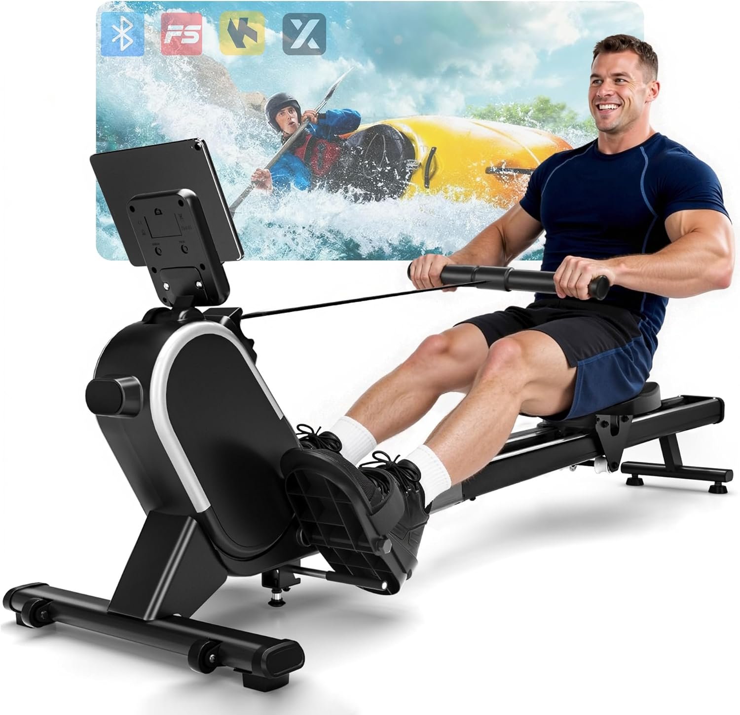 Rowing Machines for Home, 16/32-Level Adjustable Resistance, Magnetic Rowing Machine with App Supported, 350/400 LB Weight Capacity, Upgraded Dual Slide Rails with LCD Data Display Screen