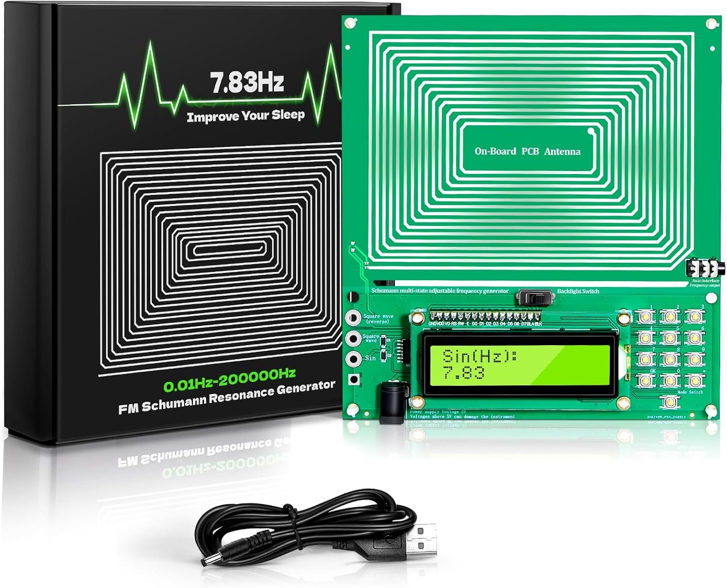 Adjustable Schumann Resonance Generator (0.01Hz-200KHz) I Frequency Generator for Meditation. Frequency Experiments. USB Powered