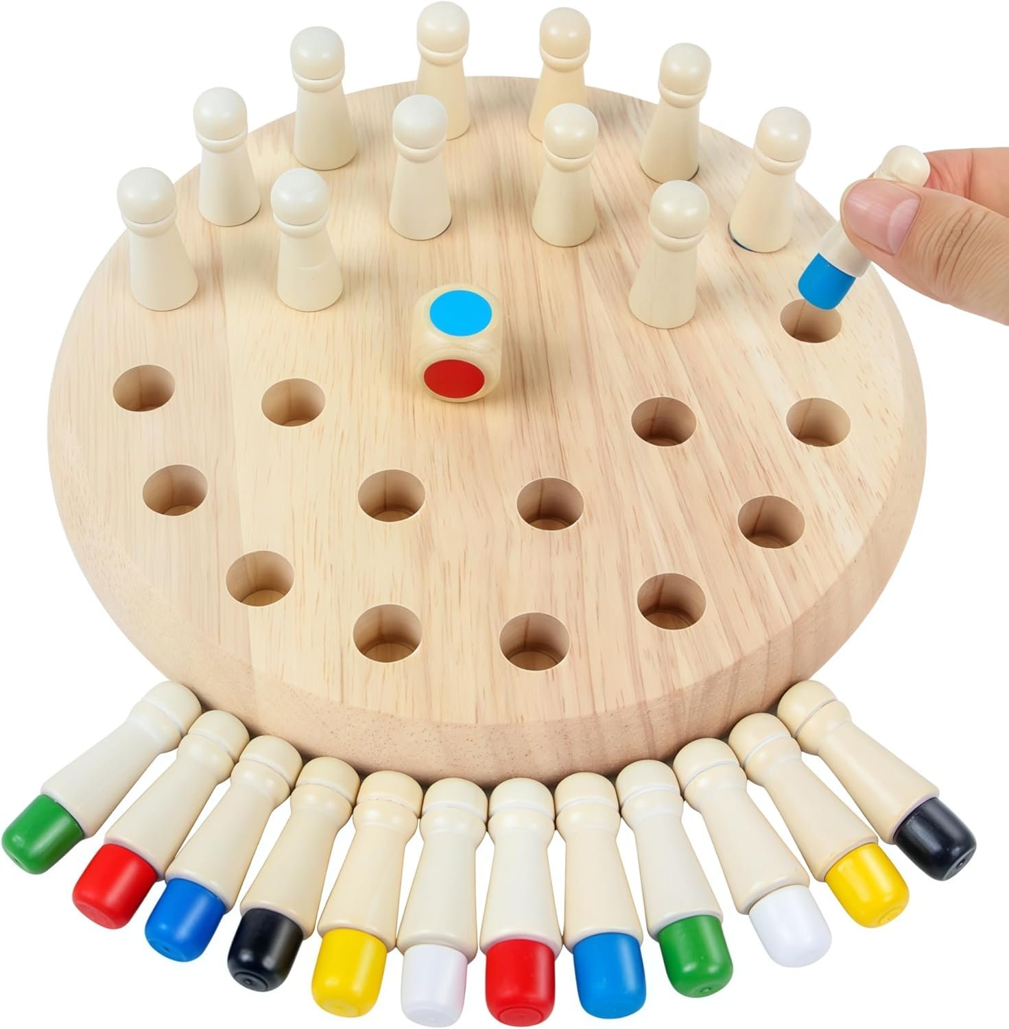 Wooden Memory Chess Matching Game — Family Board Games for Kids and Adults, Designed to Enhance Concentration and Memory Skills. Suitable as a Teaching aid for Early Childhood Education