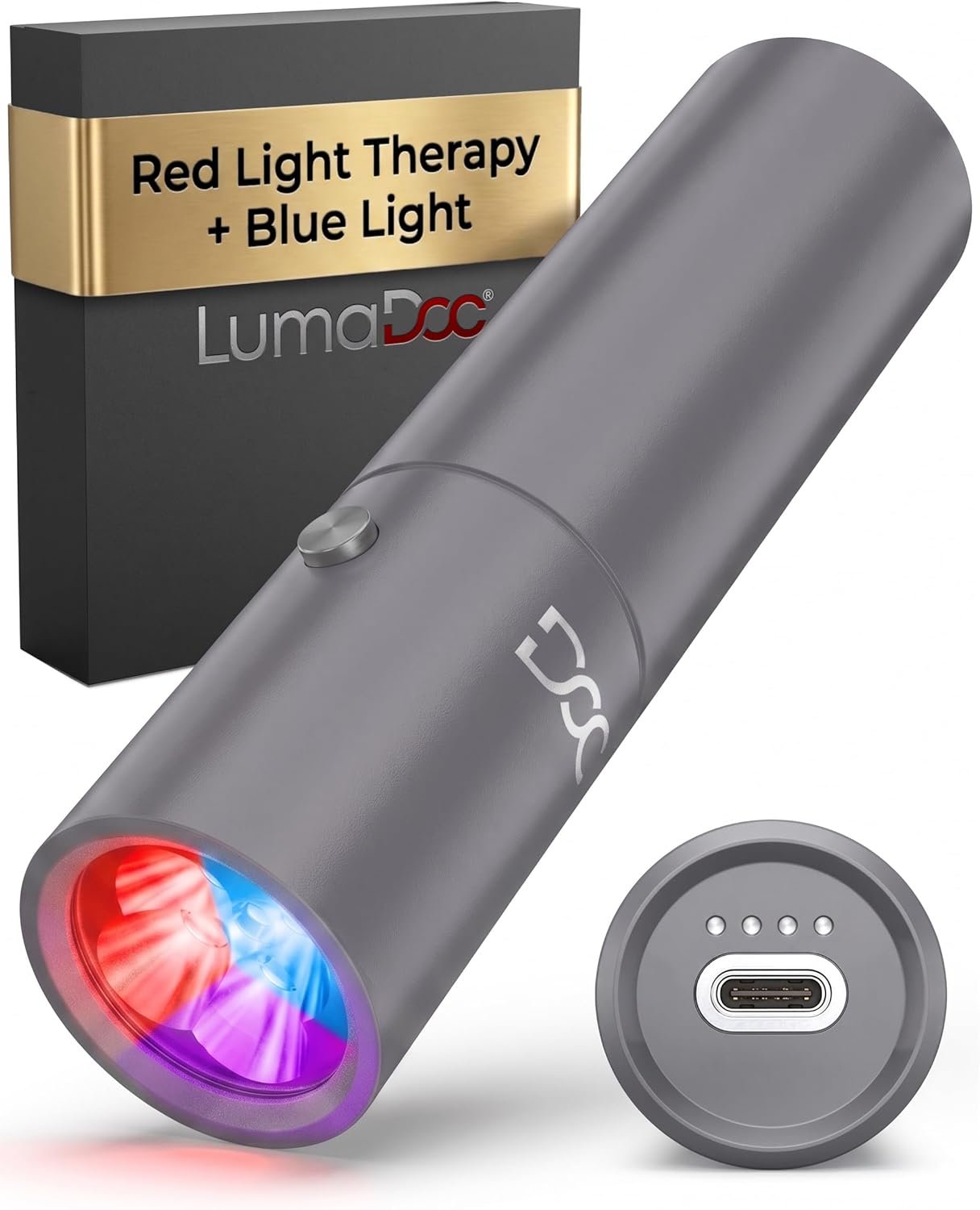 Handheld Red Light Therapy for Body, LED Light Treatment Device with Blue and NIR Infrared for Pain Relief, Portable Wand for Face, Neck, Back, Shoulder & Feet
