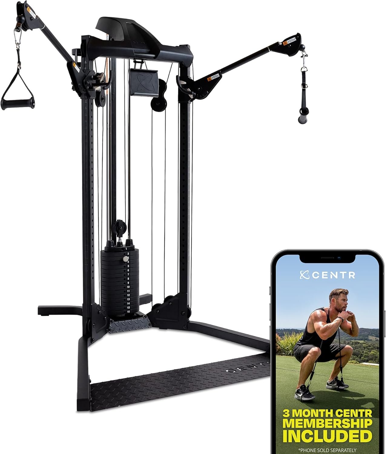 Centr Home Gym Functional Trainer – Multifunctional Cable Machine Home Gym System – Workout Weight Machine for Strength Training – Full Body Compact Exercise & Fitness Equipment Set