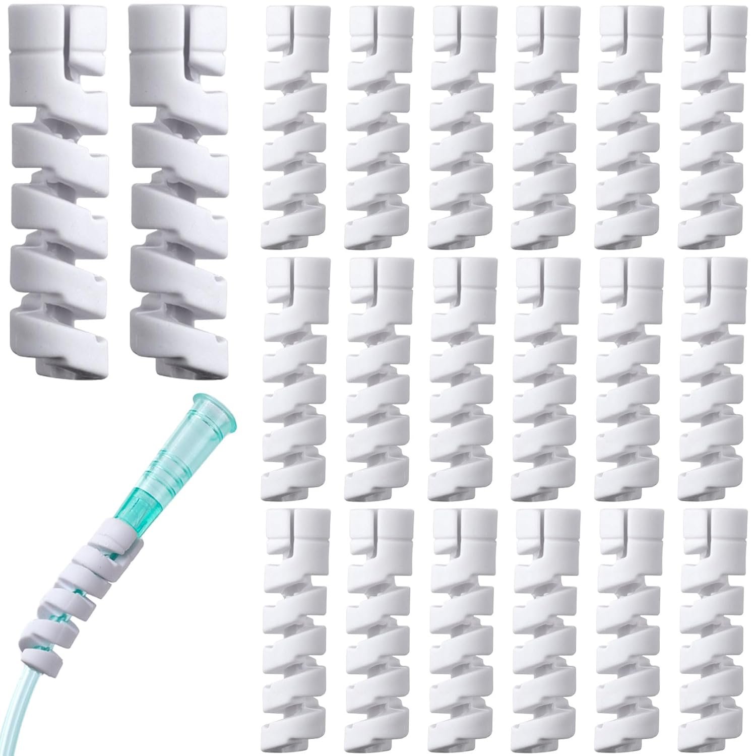 20 Pack Oxygen Tubing Straightener for Concentrator, Anti-Bending Cannula Accessories, Oxygen Concentrator Supplies for Supporting Soft Tube, Concentrator Hose Nasal (White)