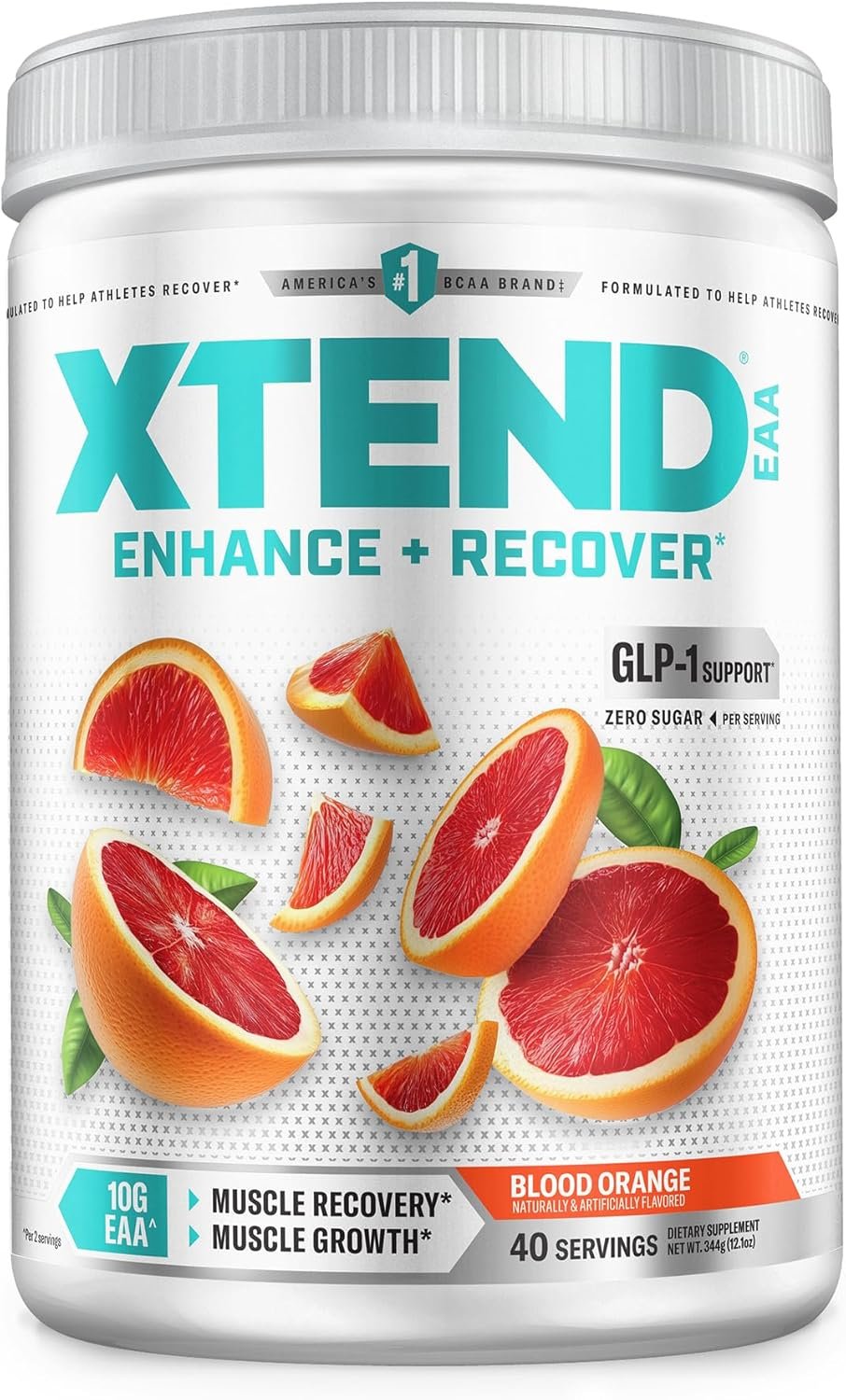Xtend EAA + BCAA Powder for Muscle Recovery & Lean Muscle Growth, 9 Essential Amino Acids for Intra Workout or Post Workout Recovery, 10g EAAs Per 2 Servings, Blood Orange 40 Servings