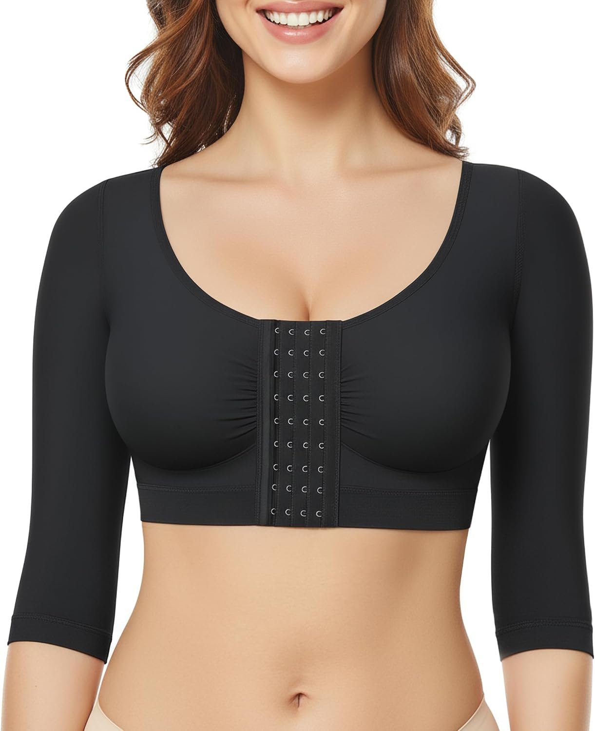 BRABIC Upper Arm Shaper for Women Fajas Post Surgery Compression Sleeves Front Closure Bra Arm Lipo Shapewear Tops
