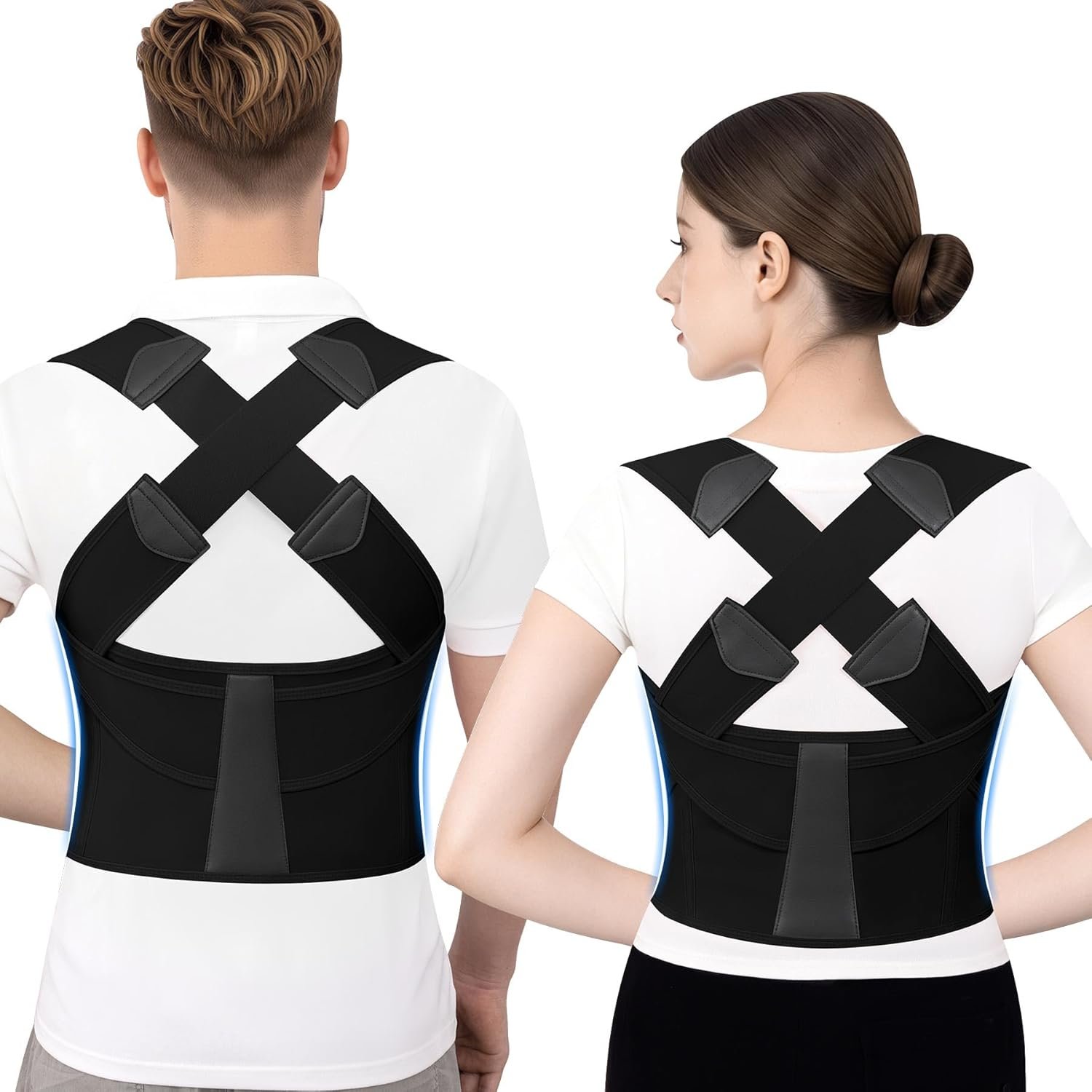 Posture Corrector for Women and Men Back Brace Straightener Adjustable Shoulder Straps Upright Full-Back Correction Support Hunchback Scoliosis Kyphosis Thoracic Hump Pain (Black, Medium)