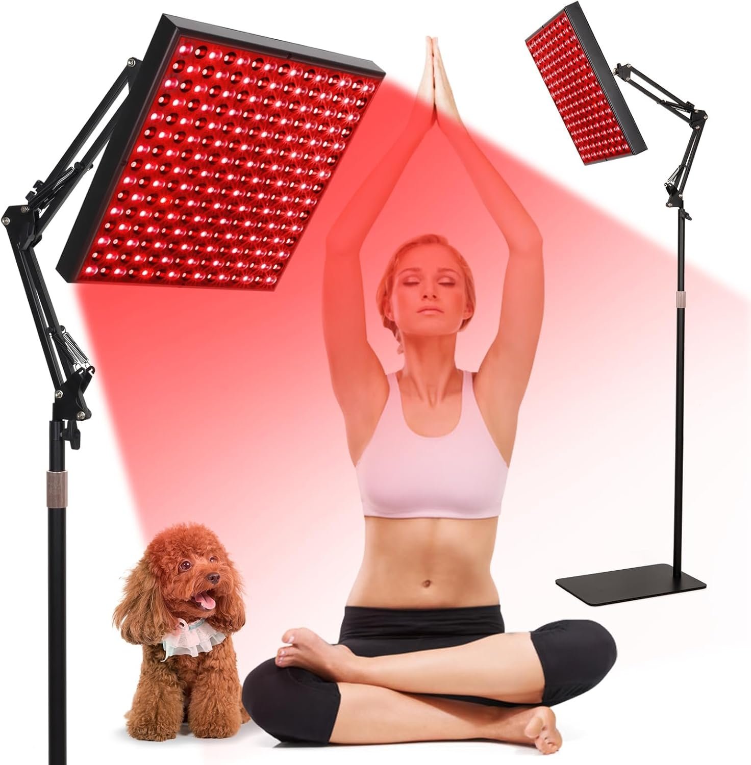 SAVILER® Red Light Therapy for Body and Face,660nm and 850nm Near Infrared Red Light Therapy Device,Red Light Therapy Panels with Adjustable Stand for Skin, Muscles Pain, 12.2″ Square